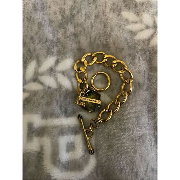 Juicy couture Iridescent heart gem nIB vintage og thick curb chain bracelet - Picture 5 of 8